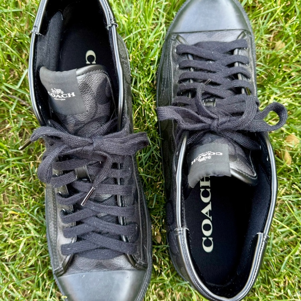 Coach Black High-Top Sneakers Sleek Leather Design/USED - Picture 3 of 9